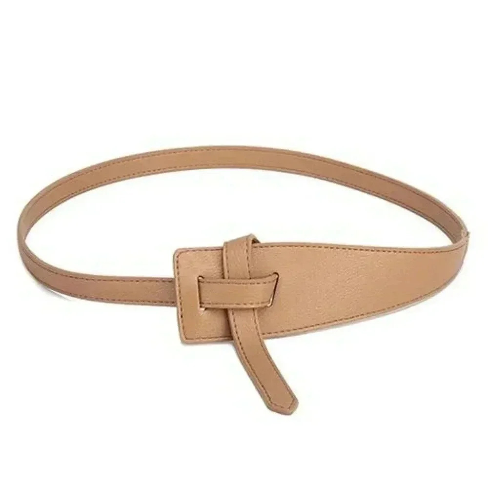 Solid Color Faux Leather Obi Belt